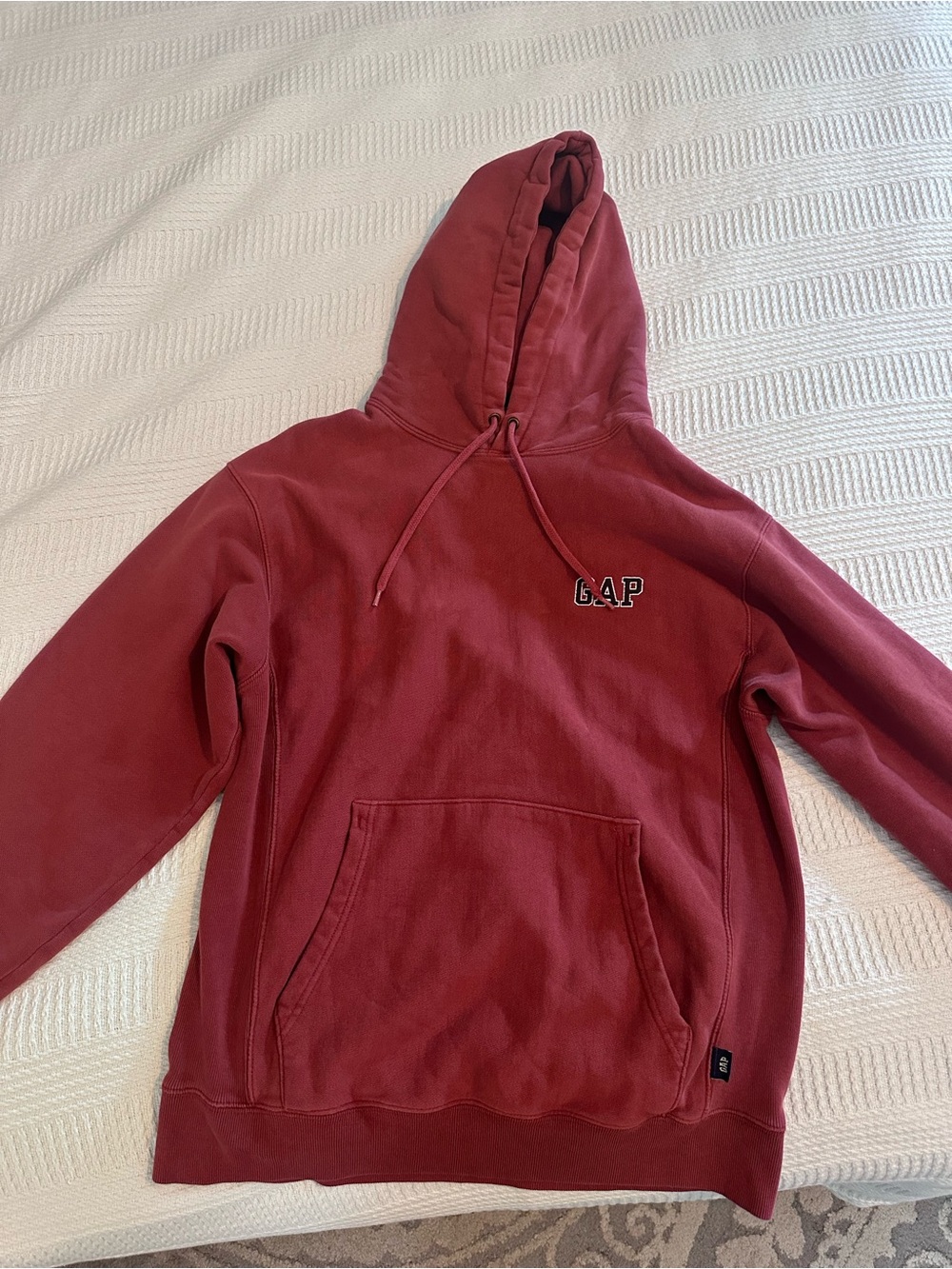 Vintage GAP Embroidered Spellout Heavyweight Hoodie Small Burgundy Maroon 90s